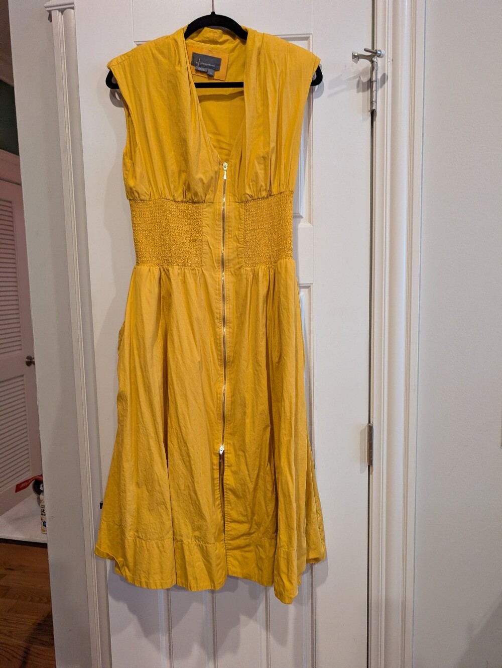 The Tommie Cap Sleeve Smocked Front Zip Midi Shirt Dress